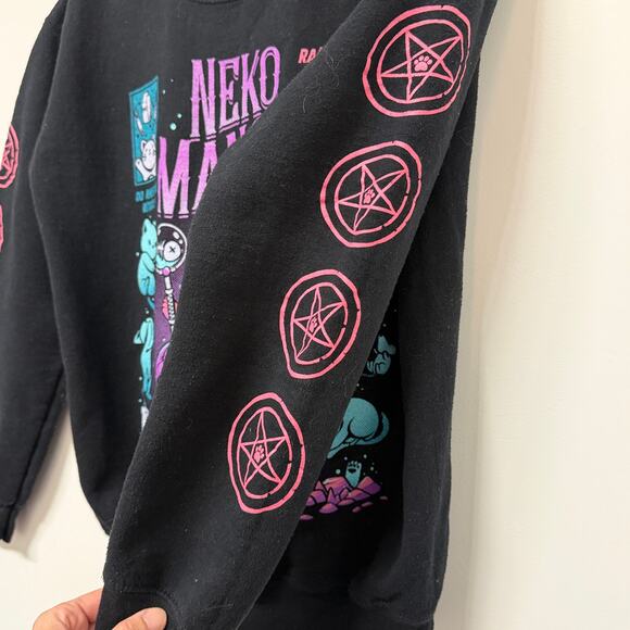 NekoMancer Cat Crewneck – Graphic Goth Sweatshirt – Size Small - Picture 3 of 6